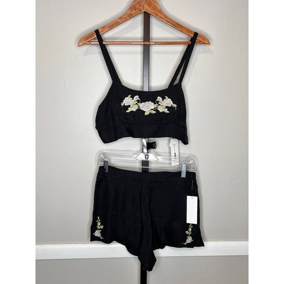 NWT Rya Collection Magnolia Bralette Set Short Pajamas Stretch Black Women's M - Picture 3 of 12